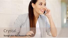  Presentation with wall street - Presentation design consisting of pretty-woman-leaning-against background and a coral colored foreground