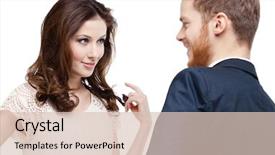  Presentation with empowered woman - PPT theme consisting of pretty woman looks slily background and a lemonade colored foreground