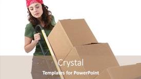  Presentation with moving and drving car - Amazing slides having pretty woman moving and shipping using a two wheel push cart backdrop and a coral colored foreground