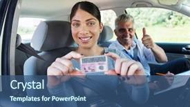  Presentation with western blat test - Cool new slide deck with holding driver's license backdrop and a ocean colored foreground