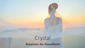  Presentation with wedding white - Amazing presentation design having pretty woman posing in white wedding dress on santorini island greece backdrop and a light gray colored foreground