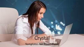  Presentation with desk - Cool new presentation with pretty woman sitting at desk backdrop and a  colored foreground