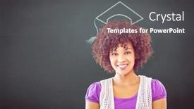  Presentation with teal - Presentation design consisting of pretty-woman-smiling-against-teal background and a gray colored foreground