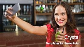  Presentation with pub - PPT layouts with pretty woman taking a selfie with her cocktail in a pub background and a tawny brown colored foreground