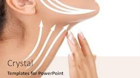  Presentation with anti aging - PPT theme having pretty-woman-touching-her-neck background and a lemonade colored foreground