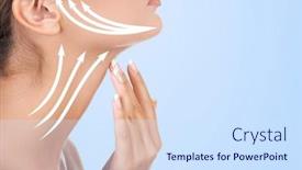  Presentation with anti aging - Slide deck featuring pretty-woman-touching-her-neck background and a sky blue colored foreground