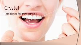  Presentation with dental floss - Slide set featuring pretty woman using dental floss background and a lemonade colored foreground