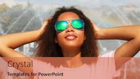  Presentation with dark skin - PPT theme with pretty-woman-wearing-sunglasses background and a coral colored foreground