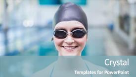  Presentation with swimming pool - Slide set featuring pretty woman wearing swim cap background and a light blue colored foreground