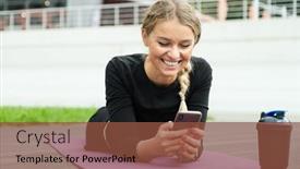  Presentation with hair - Presentation design consisting of pretty-woman-with-blond-hair background and a tawny brown colored foreground