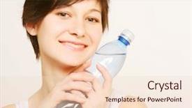  Presentation with clean water - PPT theme having pretty woman with bottle background and a lemonade colored foreground