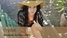  Presentation with hat - Amazing presentation having pretty-woman-with-dreadlocks-dressed backdrop and a coral colored foreground