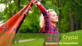  Presentation with coverlet - Presentation enhanced with pretty-woman-with-red-coverlet background and a tawny brown colored foreground