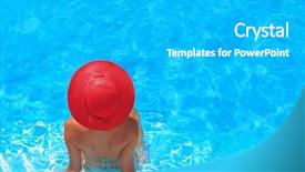  Presentation with swimming pool - Colorful presentation enhanced with pretty woman with red hat backdrop and a light gray colored foreground