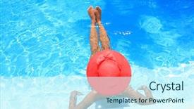  Presentation with swimming pool - Audience pleasing presentation theme consisting of pretty woman with red hat backdrop and a cool aqua colored foreground