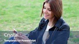  Presentation with mobil home park - Presentation theme consisting of pretty woman with the mobile background and a  colored foreground