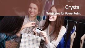  Presentation with pay - Slide deck consisting of pretty women pay with credit background and a tawny brown colored foreground