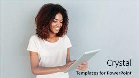  Presentation with afro - Presentation featuring pretty young afro american woman background and a light gray colored foreground