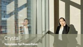  Presentation with asian - Presentation design having pretty-young-asian-businesswoman-standing background and a gray colored foreground