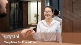  Presentation with business hotel - Audience pleasing PPT theme consisting of pretty-young-asian-female-receptionist backdrop and a coral colored foreground