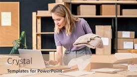  Presentation with order - Colorful PPT theme enhanced with pretty-young-blond-female-manager backdrop and a lemonade colored foreground