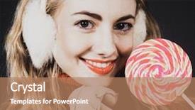  Presentation with lollypop - Presentation theme enhanced with pretty young blond woman holding lollypop background and a coral colored foreground