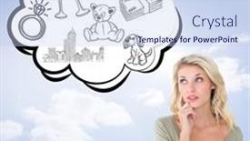  Presentation with sunshine - PPT layouts enhanced with pretty-young-blonde-looking-up background and a  colored foreground