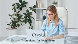  Presentation with blue - Audience pleasing presentation consisting of pretty-young-businesswoman-in-blue backdrop and a sky blue colored foreground