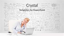  Presentation with planning - Beautiful theme featuring pretty young businesswoman planning and calculating various business ideas backdrop and a white colored foreground