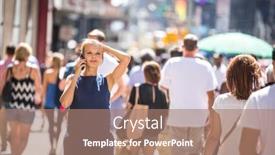  Presentation with phone - Colorful presentation design enhanced with pretty-young-businesswoman-talking backdrop and a coral colored foreground