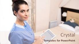  Presentation with electronic - Cool new PPT layouts with pretty young chamber maid backdrop and a lemonade colored foreground