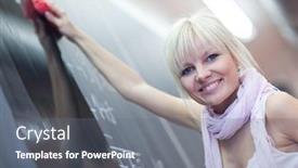  Presentation with math - Cool new presentation design with pretty young college student erasing the chalkboard blackboard during a math class color toned image backdrop and a gray colored foreground