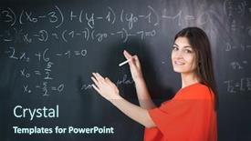  Presentation with student writing - Beautiful slide set featuring pretty-young-college-student-writing backdrop and a tawny brown colored foreground