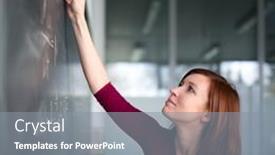  Presentation with math - Amazing PPT theme having pretty-young-college-student-writing backdrop and a gray colored foreground