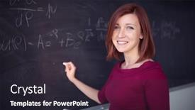  Presentation with student writing - Cool new slides with pretty-young-college-student-writing backdrop and a dark gray colored foreground