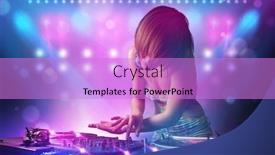  Presentation with stage lights - Beautiful slide set featuring pretty-young-disc-jockey-mixing backdrop and a lilac colored foreground
