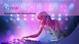  Presentation with stage lights - PPT layouts enhanced with pretty-young-disc-jockey-mixing background and a lavender colored foreground