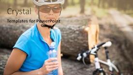  Presentation with mountain bike - Cool new slide deck with pretty-young-female-biker-outdoors backdrop and a coral colored foreground