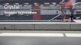  Presentation with commuter - Theme having pretty-young-female-commuter-waiting background and a gray colored foreground