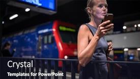  Presentation with modern color - PPT layouts featuring pretty-young-female-commuter-waiting background and a wine colored foreground