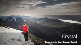  Presentation with female - Presentation design having pretty-young-female-hiker-going background and a black colored foreground