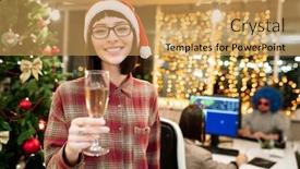  Presentation with flute - Slide deck with pretty-young-female-office-manager background and a yellow colored foreground