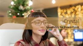  Presentation with consulting - Slide deck consisting of pretty-young-female-operator background and a gold colored foreground