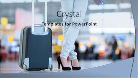  Presentation with airport - Slide deck having pretty-young-female-passenger background and a light blue colored foreground