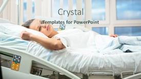  Presentation with getting better - Beautiful PPT theme featuring pretty-young-female-patient backdrop and a sky blue colored foreground