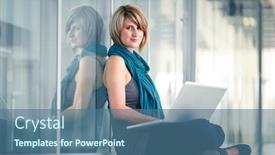  Presentation with college campus - PPT theme consisting of pretty young female student with a laptop computer on college university campus shallow dof color toned image background and a ocean colored foreground