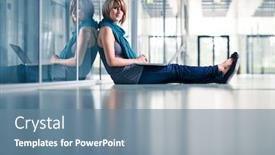  Presentation with college campus - Cool new PPT theme with pretty young female student with a laptop computer on college university campus shallow dof color toned image backdrop and a seafoam green colored foreground