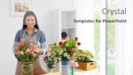  Presentation with workplace - Slides featuring pretty-young-florist-at-workplace background and a white colored foreground