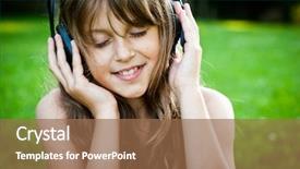  Presentation with pretty girl - Amazing slides having pretty young girl listening music backdrop and a coral colored foreground