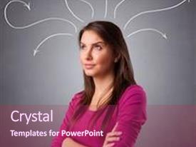 Pretty Young Girl Thinking PPT template 82 | CrystalGraphics